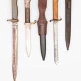 Weltkrieg, Notbajonett, Offiziers-Grabendolch und Säge-Grabenmesser mit Scheide. - photo 2