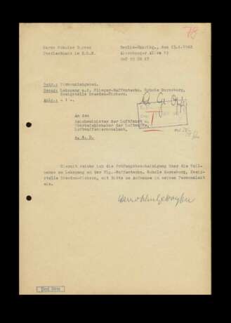 Schriftstück mit Autograf von Harro Schulze-Boysen an das Luftwaffen-Personalamt. - photo 1