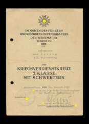 Urkunde zum KVK an eine Aufseherin im K.L. Flossenbürg mit Autograf SS-Gruppenführer Glücks.