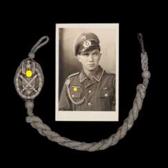 Wehrmacht, Schützenschnur in Silber mit Foto des Trägers.