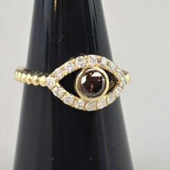 18K-“Augen”-Ring mit Diamantbesatz - Gelbgold 750/…