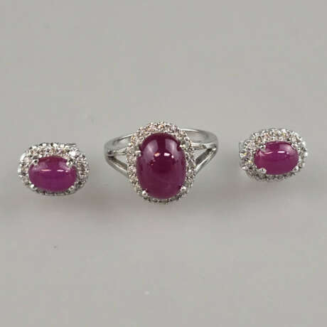 14K-Rubin-/Diamant-Schmuckset aus Ring und einem P… - photo 1