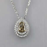 Diamantanhänger an zarter Kette - Weiß-/Gelbgold 7… - фото 1