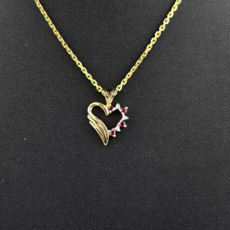 10K-Diamant-Herzanhänger mit Kette - Gelbgold 417/… - photo 1