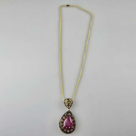 Großer Rubinanhänger mit Kette - Sterling Silber v… - photo 3