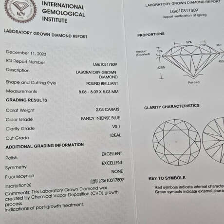 Loser eisblauer Diamant von 2,04 ct. mit Lasersign… - фото 2
