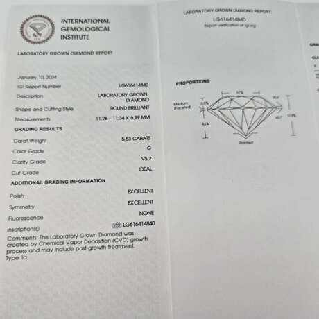 Loser Diamant von 5,53 ct. mit Lasersignatur - Lab… - Foto 4