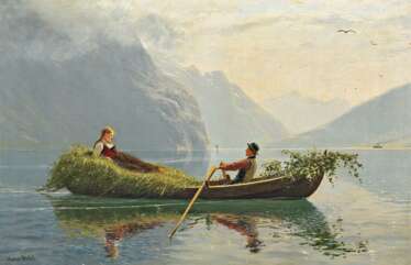 Dahl, Hans. Junges Paar im sommerlichen Fjord.