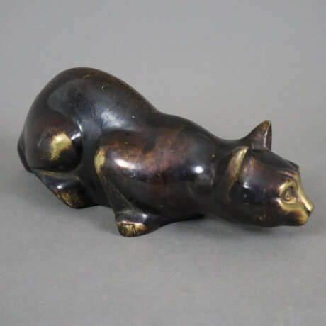 Tierfigur Katze - Bronze, hohl gegossen, patiniert… - photo 3