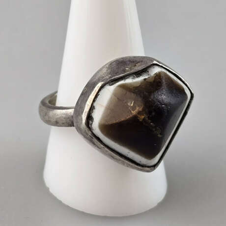Herrenring mit Achatauge - Silberfassung, Ringkopf… - photo 1