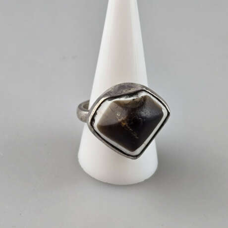Herrenring mit Achatauge - Silberfassung, Ringkopf… - photo 2