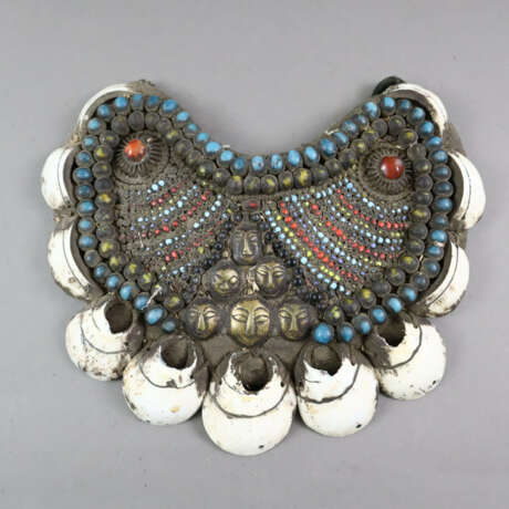 Große Textilhalskette mit Steinbesatz - Indien, ha… - photo 1