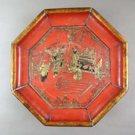 Holztablett - China, um 1900, oktogonale Form, Ran… - photo 2