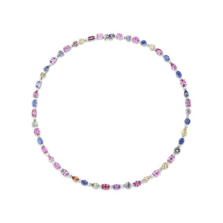 SET OF SAPPHIRE AND DIAMOND NECKLACE AND EARRINGS - photo 2