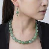 NO RESERVE - JADEITE BEAD AND DIAMOND NECKLACE AND EARRINGS SET - photo 8