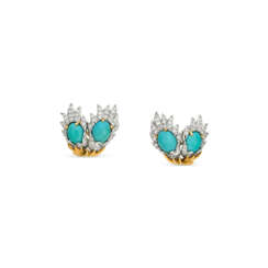 NO RESERVE – TIFFANY & CO. BY JEAN SCHLUMBERGER STUDIO TURQUOISE AND DIAMOND EARRINGS