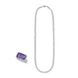 NO RESERVE - AMETHYST AND DIAMOND RING; TOGETHER WITH A GOLD NECKCHAIN - Foto 1