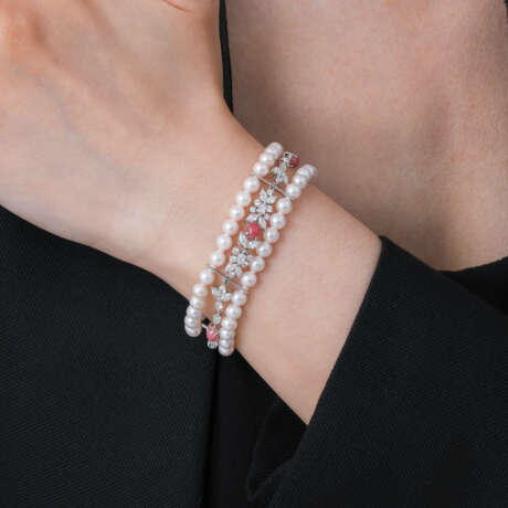 NO RESERVE – CONCH PEARL, PEARL AND DIAMOND BRACELET - Foto 5