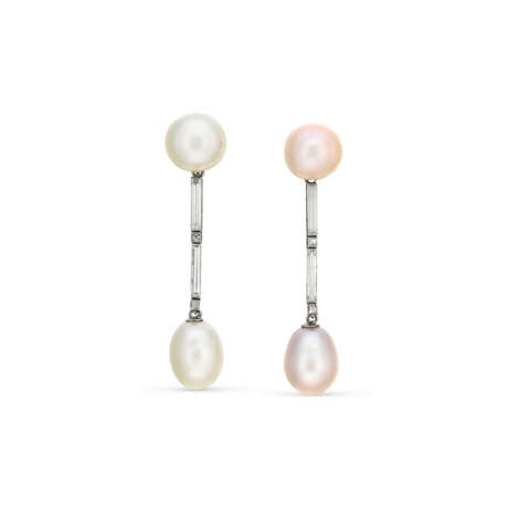 NATURAL PEARL AND DIAMOND EARRINGS - фото 1