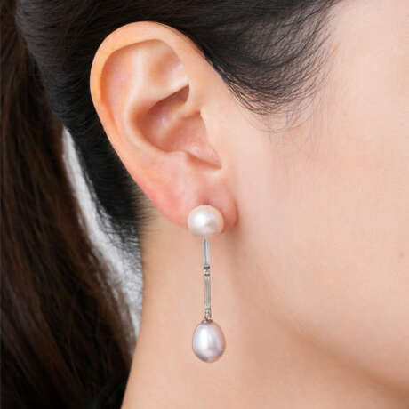 NATURAL PEARL AND DIAMOND EARRINGS - photo 3