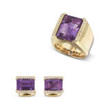 NO RESERVE – SET OF AMETHYST AND DIAMOND RING AND CUFFLINK - Foto 1