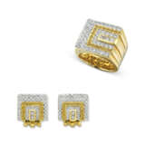 NO RESERVE – SET OF COLOURED DIAMOND AND DIAMOND RING AND CUFFLINK - Foto 1