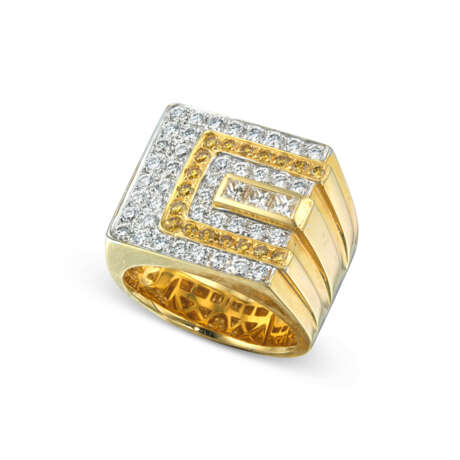 NO RESERVE – SET OF COLOURED DIAMOND AND DIAMOND RING AND CUFFLINK - Foto 2