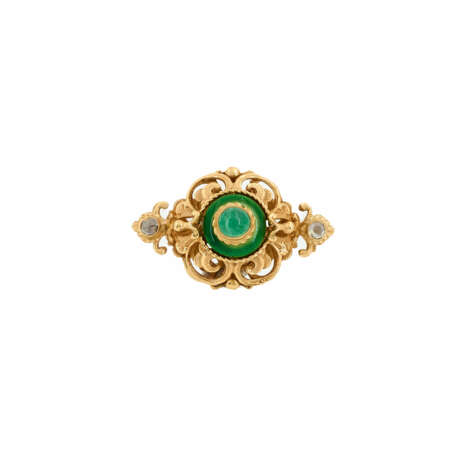 ENAMEL-EMERALD SET: RING AND DIAMOND-BROOCH - фото 2