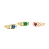 THREE GEMSTONE-DIAMOND-RINGS - photo 1