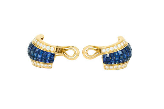 SAPPHIRE-DIAMOND-SET: RING AND EAR STUD CLIPS - фото 9