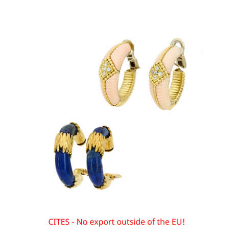 SET OF LAPIS LAZULI-CREOLE AND CORAL-DIAMOND-CREOLE - фото 2