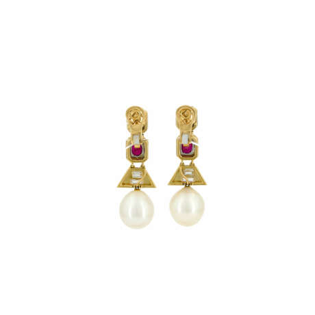 PEARL-RUBY-DIAMOND-EAR PENDANTS - photo 2
