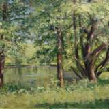 Wessel, Erich (1906 Hamburg-1985 ebenda) "Waldsee im Frühling", Öl/ Hartfaser, sign. u.r. und dat. ´73, 42x59 cm, Rahmen ( E.Wessel war ein Hamburger Landschafts- und Porträtmaler, der auch Stilleben, Akte und… - фото 1