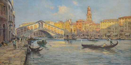 Strobl, Karl Charly (1900-1969) "Venedig", Öl/ Lw., sign. u.l. und betitelt, 32x62 cm, Rahmen - photo 1