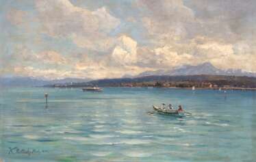 Rettich, Karl Lorenz (1841 Rosenhagen/Mecklenburg-1904 Lübeck) &quot;Am Bodensee&quot;, Öl/ Lw., sign. u.l. und dat. 1894, 41x64 cm, ungerahmt (gehörte mit Carl Malchin und Paul Müller-Kaempff zu den Entdeckern des Fisch…