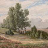 Lehnert, Hildegard (1857 Berlin-1943 ebenda) "Landschaft mit Birken und Wacholdersträuchern", Öl/ Lw., sign. u.r., 48x63 cm, ungerahmt - photo 1