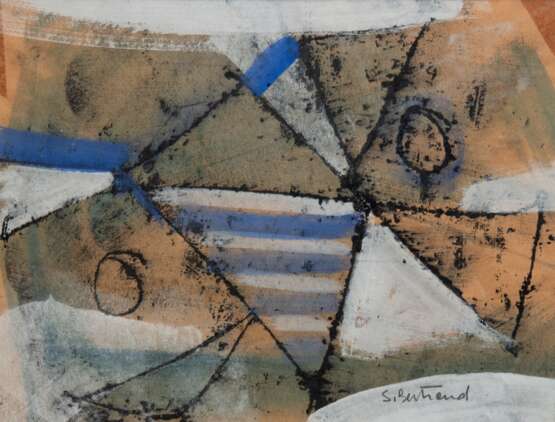 Solange, Bertrand (französisch, 1913-2011) "Moderne Komposition", Aquarell, sign. u.r., 20x25,5 cm, im Passepartout hinter Glas und Rahmen - Foto 1