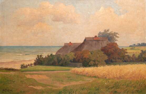 Facklam, Wilhelm (1893 Upahl-1972 Winkelhaid) "Sommertag an der Ostsee", Öl/ Lw., sign. u.l., rückseitig auf Keilrahmen bez., 70x100 cm, Rahmen (ging als Schüler Franz Bunkes nach Schwaan und studierte von 1921… - Foto 1