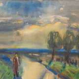 Klamann, Kurt (1907 Zingst/ Darß-1984 ebenda) "Weg zur See", Aquarell, signiert u.l. und datiert ´60, 28x38 cm, hinter Glas und Rahmen (Kurt „Kuddel“ Klamann war ein deutscher Zeichner und Karikaturist. Er gilt… - photo 1