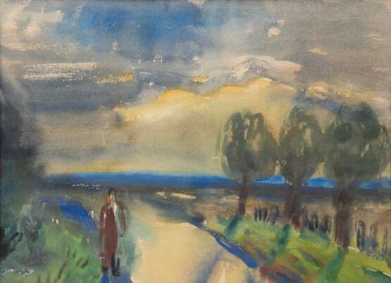 Klamann, Kurt (1907 Zingst/ Darß-1984 ebenda) "Weg zur See", Aquarell, signiert u.l. und datiert ´60, 28x38 cm, hinter Glas und Rahmen (Kurt „Kuddel“ Klamann war ein deutscher Zeichner und Karikaturist. Er gilt… - фото 1