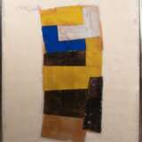 Knopp, Axel (geb. 1942, zeitgenössischer Bremer Künstler) "Abstrakt-Felder bei Kopperby", Mischtechnik mit Collage auf Stoff, sign. u.l. und dat. ´91, rückseitig betitelt und nochmals sign., 120x160 cm, hinter … - фото 1