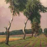 Bruycker, de Bernhard (1891 Hamburg-1971 Undeloh/Wilsede) "Feldweg mit Birken", Öl/ Platte, rückseitig auf Platte bez. und dat. 1922, 64x48,5 cm, Rahmen - Foto 1