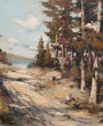 Produktkatalog. Runge, Jürgen (1929 Stettin-1992 Cismar) &quot;Waldlandschaft mit See&quot;, Öl/ Hartfaser, sign. u.r., 61x80 cm, Rahmen