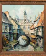 Übersicht. Runge, Jürgen (1929 Stettin-1992 Cismar) &amp;quot;Stadtansicht&amp;quot;, Öl/ Lw., sign. u.r., 80x70 cm, Rahmen