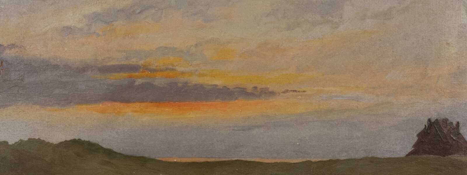 Arnheim, Clara (1870 Berlin-1943 Theresienstadt) &quot;Hiddensee in der Abendsonne&quot;, vermutl. Lietzenburg, Öl/ Mp., sign. u.r., kl. Restaurierungen am Rand, 20x33 cm, Rahmen (Malerin und Schriftführerin im &quot;Ver…