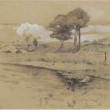 Preussner, Else (1889-1954) "Pommersche Landschaft", Mischtechnik, monogr. u.l., 30x29,5 cm, im Passepartout hinter Glas und Rahmen (Sie war eine deutsche Malerin und Grafikerin) - Foto 1