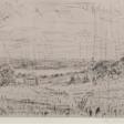 Mohns, Ute (1951 Weimar) &amp;quot;Dorf am See&amp;quot;, Grafik, e.a., sign. u.r. und dat. ´92, 18,5x23,5 cm, im Passepartout hinter Glas und Rahmen - Сейчас на аукционе