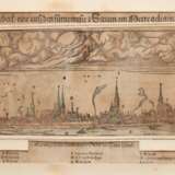 "Die Statt Lübeck/ eine auß den fürnemesten Stetten am Meere gelegen/ contrafehtet", kolorierter Holzschnitt, Sebastian Münster 1628, Blatt gebräunt und leicht fleckig, 17x41,5 cm, im Passepartout, ungerahmt… - Foto 1