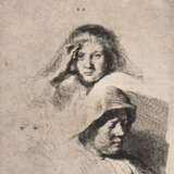 Rembrandt van Rijn (1606 Leiden-1669 Amsterdam) "Drei Frauenköpfe", Radierung/ Bütten, Nachdruck mit den Originalplatten, 18. Jh.,Blatt fleckig, 12,5x10,5 cm, Blattgröße 54x35 cm, ungerahmt (Rembrandt war ein n… - photo 1