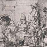 Rembrandt van Rijn (1606 Leiden-1669 Amsterdam) "Der zwölfjährige Jesus im Tempel", Radierung/ Bütten, Nachdruck mit den Originalplatten, 18. Jh., in der Platte sign., 10x14,5 cm, Blattgröße 54,5x35 cm, ungerah… - Foto 1